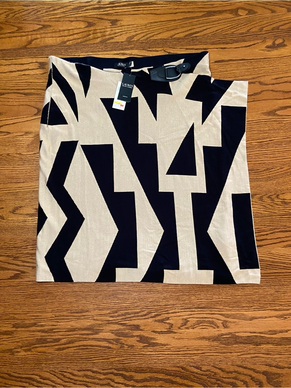 NWT Ralph Lauren Wrap Style Geometric Block Color Skirt size 3X.Tan & Black